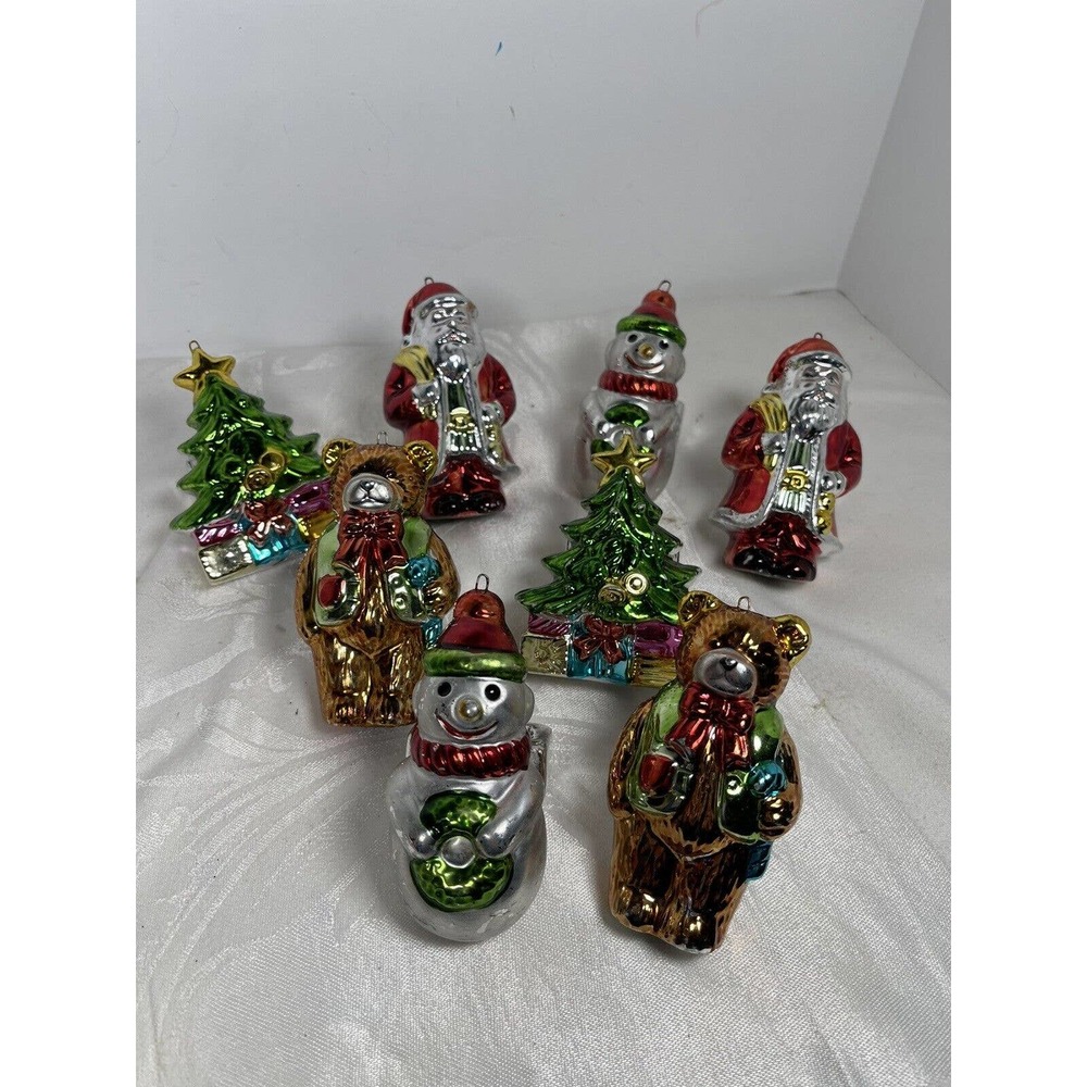 Vintage Chrome Shiny Holiday Christmas Napkin Holders Snowmen, Teddy Bear,
